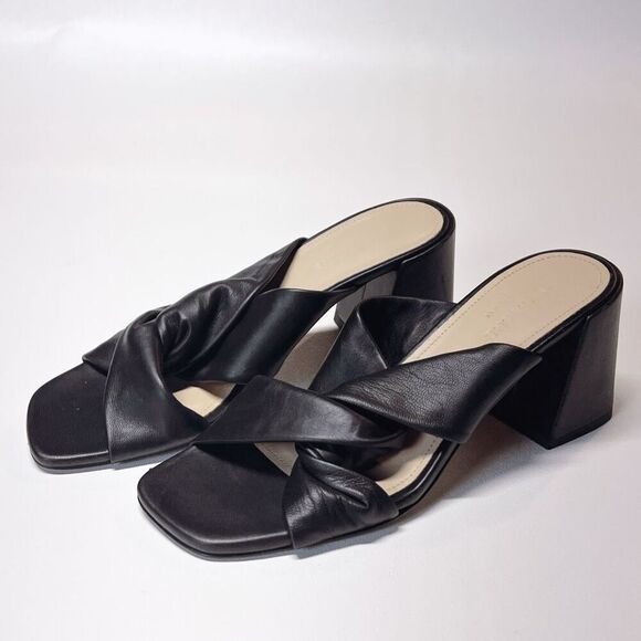 Everlane The Day Twist Heel Black Italian Leather Sandals Size 8 NEW - Picture 9 of 16